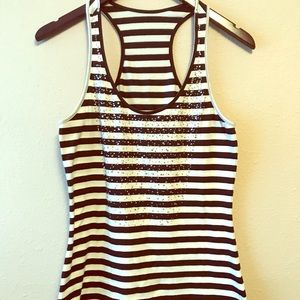 Sparkled, striped racer back tank